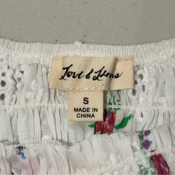 For Love & Lemons Size Small White Eyelet Floral Cottage Boho Romantic Crop Top - Picture 3 of 7